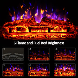 23.6" Electric Fireplace Inserts - Adjustable Brightness, Thermostat&Timer, Overheating Protection | EF23IN - Kentsky