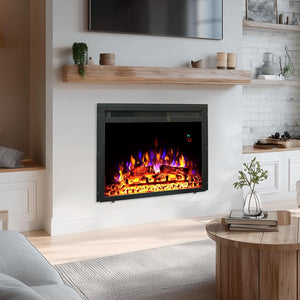 23.6 Inch Electric Fireplace Insert, Recessed Electric Fireplace Heater with Adjustable Brightness, Weekly Timer, Remote Control, Overheat Protection, 750/1500W - Kentsky