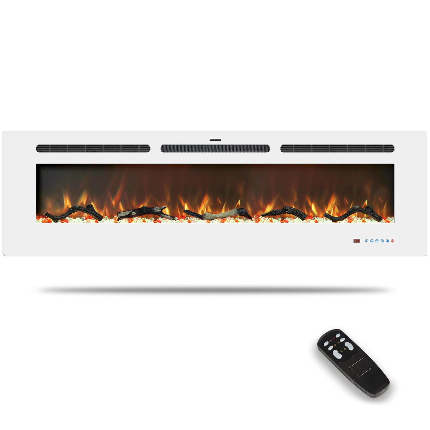54 inches Electric Fireplace Inserts, Recessed and Wall Mounted Fireplace Heater, Linear Fireplace w/Thermostat, Remote & Touch Screen, Multicolor Flame, Timer, Log & Crystal, 750W/1500W - Kentsky