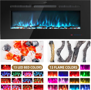 72" Fireplace TV Stand with 36" Electric Fireplace & 13 Flame Colors - Kentsky