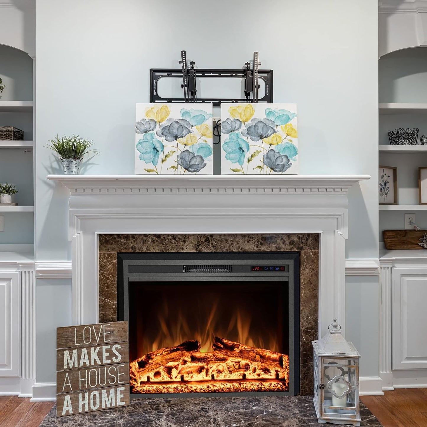 Electric Fireplace, 25" Electric Fireplace Inserts, Recessed Fireplace Heater with Remote Control, Adjustable Flame Colors, Timer&Overheating Protection, 750/1500W - Kentsky