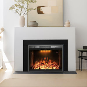 Electric Fireplace Insert with Top Light, Fire Sound, Glass Door & Mesh Screen - Kentsky
