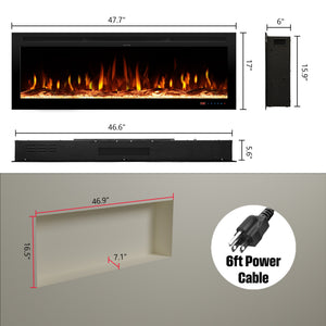 Kentsky Electric Fireplace Insert – Mixed Flame Colors, Timer & Thermostat - Kentsky