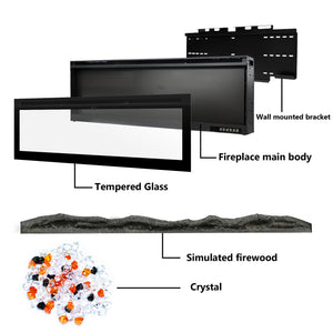 Kentsky Electric Fireplace Insert – Mixed Flame Colors, Timer & Thermostat - Kentsky