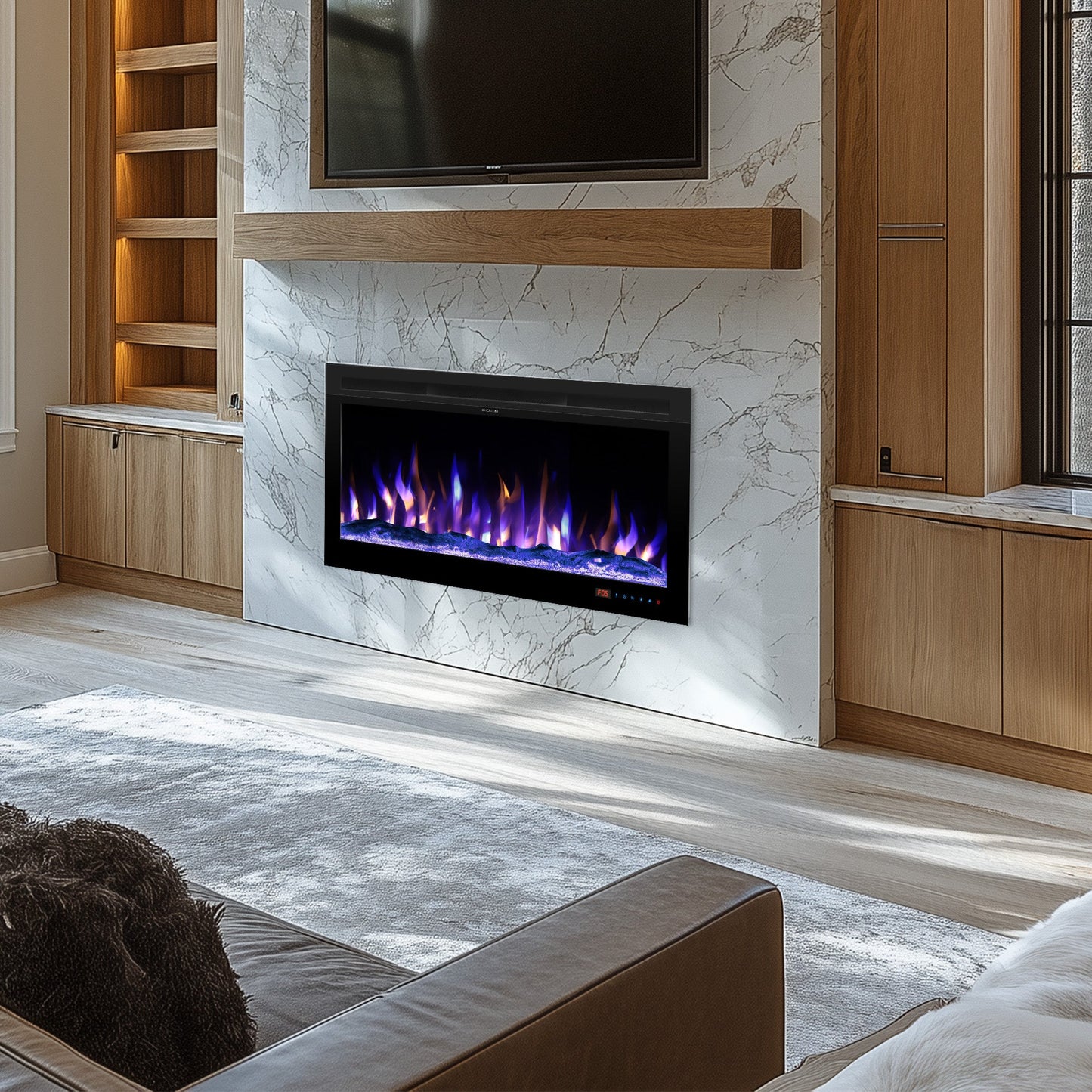 Kentsky Electric Fireplace Insert – Mixed Flame Colors, Timer & Thermostat - Kentsky