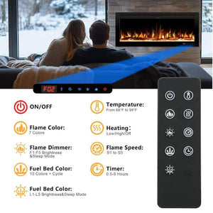 Prismaster keeps your home stylish 36 in. Electric Fireplace Inserts, with Mixed Flame Colors, Brightness and Speed Adjustment, Timer, Thermostat, Black PM03BI36ZM - Kentsky