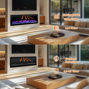 Prismaster keeps your home stylish 36 in. Electric Fireplace Inserts, with Mixed Flame Colors, Brightness and Speed Adjustment, Timer, Thermostat, Black PM03BI36ZM - Kentsky