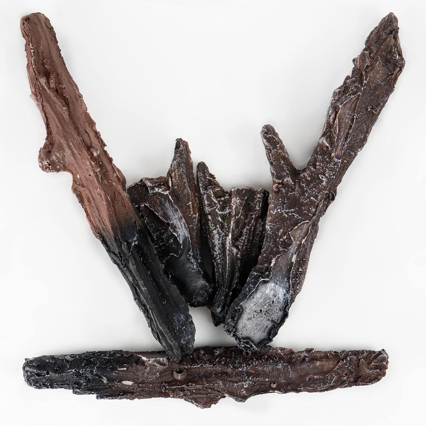 Small Fireplace Logs, Resin Simulation Wood Logs for Electric Fireplace, Indoor Decoration, 6 Piece - Kentsky