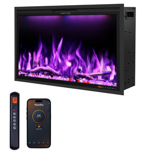 WiFi Electric Fireplace Insert with APP & Remote, 13 Flame & Ember Colors, Recessed & Wall-Mounted | BIZL - Kentsky