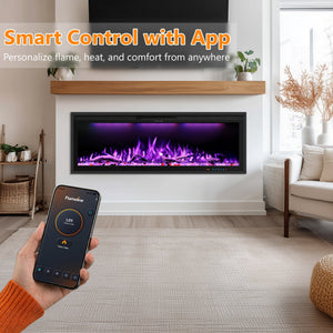 WiFi Electric Fireplace Insert with APP & Remote, 13 Flame & Ember Colors, Recessed & Wall-Mounted | BIZL - Kentsky