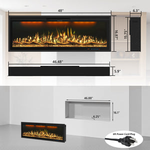 WiFi Electric Fireplace Insert with APP & Remote, 13 Flame & Ember Colors, Recessed & Wall-Mounted | BIZL - Kentsky