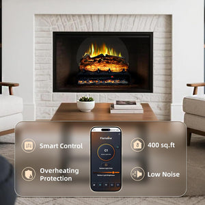 WiFi Freestanding Electric Fireplace Log Set - 9H Timer, Thermostat, 6 Flame Colors, 5 Levels Brightness & Speeds | TL23 - Kentsky