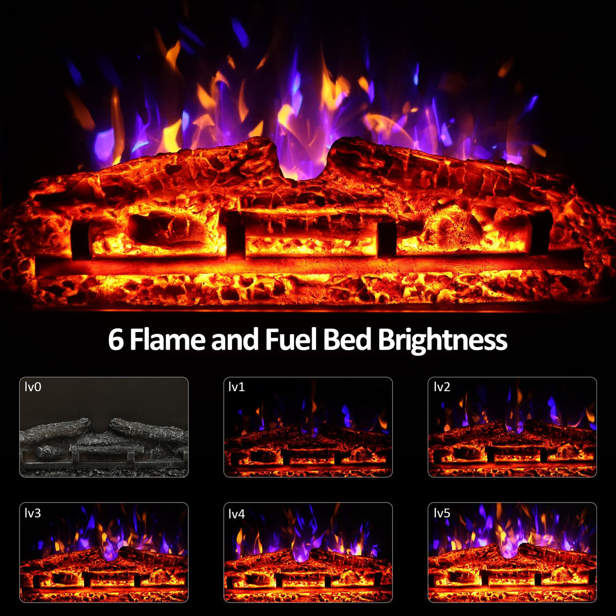 23.6" Electric Fireplace Inserts - Adjustable Brightness, Thermostat&Timer, Overheating Protection | EF23IN - Kentsky