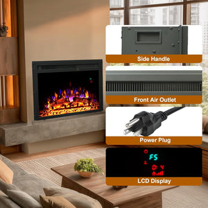 23.6 Inch Electric Fireplace Insert, Recessed Electric Fireplace Heater with Adjustable Brightness, Weekly Timer, Remote Control, Overheat Protection, 750/1500W - Kentsky