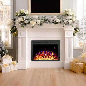 23.6 Inch Electric Fireplace Insert, Recessed Electric Fireplace Heater with Adjustable Brightness, Weekly Timer, Remote Control, Overheat Protection, 750/1500W - Kentsky