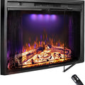 30 Inches Electric Fireplace Insert, 750W/1500W Fireplace Heater with Adjustable Flame and Top Light Colors, Fire Crackling Sound, Remote Control, Timer, Glass Door & Mesh Screen, Black - Kentsky