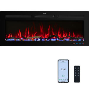33" WiFi Electric Fireplace Insert, Fireplace Heater with APP Control, Auto - Cycling Multicolor Flames, Crackling Sound, Plug - in & Hardwire, Thermostat, 5 Speed & Brightness, Timer, 750/1500W - Kentsky