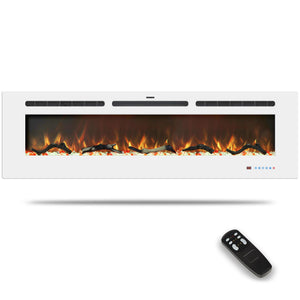 54 inches Electric Fireplace Inserts, Recessed and Wall Mounted Fireplace Heater, Linear Fireplace w/Thermostat, Remote & Touch Screen, Multicolor Flame, Timer, Log & Crystal, 750W/1500W - Kentsky