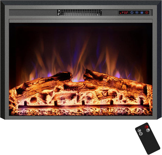 Electric Fireplace, 25" Electric Fireplace Inserts, Recessed Fireplace Heater with Remote Control, Adjustable Flame Colors, Timer&Overheating Protection, 750/1500W - Kentsky