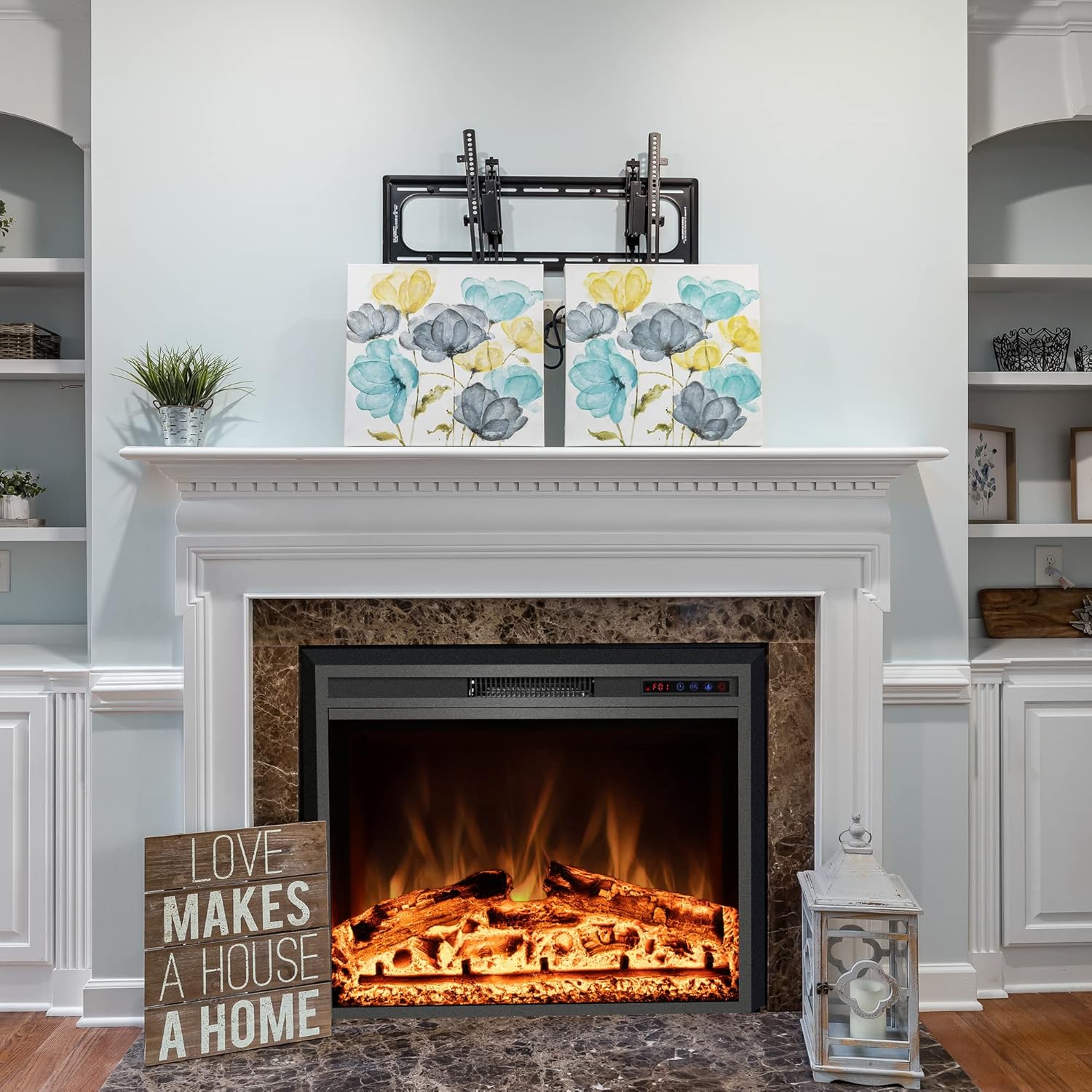 Electric Fireplace, 25" Electric Fireplace Inserts, Recessed Fireplace Heater with Remote Control, Adjustable Flame Colors, Timer&Overheating Protection, 750/1500W - Kentsky