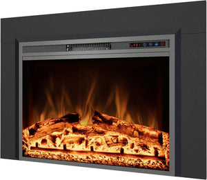Electric Fireplace Insert - 3 Flame Colors, 750W/1500W, Timer, Black - Kentsky
