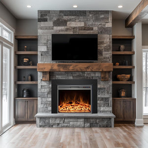 Electric Fireplace Insert with Metal Trim Kit, Overall Installed Size 40" W x 30" H, Fireplace Heater with Adjustable Flames, 1 - 9 Hour Timer, Remote & Touch Screen, 750W/1500W - Kentsky