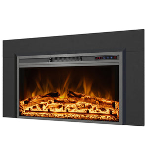 Electric Fireplace Insert with Metal Trim Kit, Overall Installed Size 40" W x 30" H, Fireplace Heater with Adjustable Flames, 1 - 9 Hour Timer, Remote & Touch Screen, 750W/1500W - Kentsky