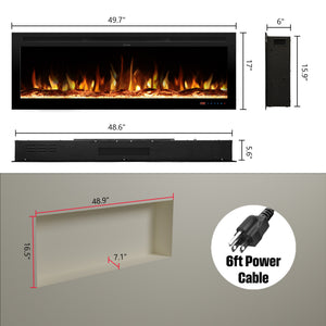 Kentsky Electric Fireplace Insert – Mixed Flame Colors, Timer & Thermostat - Kentsky
