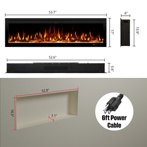 Kentsky Electric Fireplace Insert – Mixed Flame Colors, Timer & Thermostat - Kentsky
