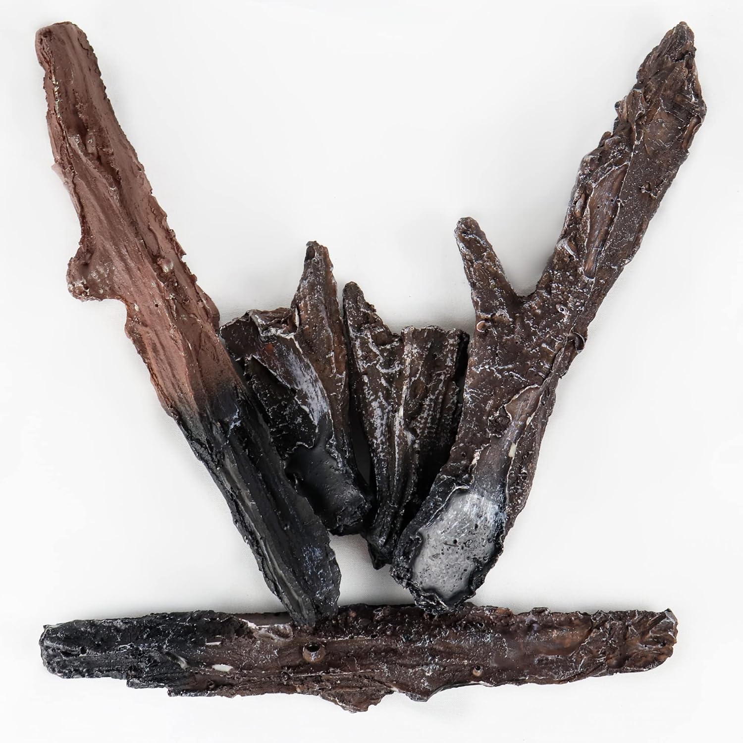 Small Fireplace Logs, Resin Simulation Wood Logs for Electric Fireplace, Indoor Decoration, 6 Piece - Kentsky