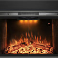 Velaychimny 44.5" W x 32" H Electric Fireplace Insert with Metal Trim Kit, Adjustable Flame, Fire Crackling Sound, Top Light Colors, Timer, Glass Door & Mesh Screen, Black - Kentsky