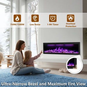 WiFi Electric Fireplace Insert with APP & Remote, 13 Flame & Ember Colors, Recessed & Wall-Mounted | BIZL - Kentsky