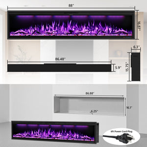 WiFi Electric Fireplace Insert with APP & Remote, 13 Flame & Ember Colors, Recessed & Wall-Mounted | BIZL - Kentsky