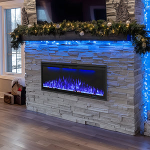 WiFi Electric Fireplace Insert with APP & Remote, 13 Flame & Ember Colors, Recessed & Wall-Mounted | BIZL - Kentsky