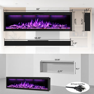 WiFi Electric Fireplace Insert with APP & Remote, 13 Flame & Ember Colors, Recessed & Wall-Mounted | BIZL - Kentsky