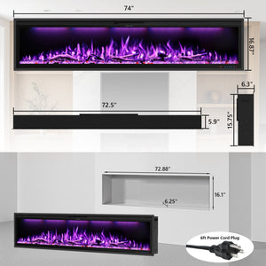 WiFi Electric Fireplace Insert with APP & Remote, 13 Flame & Ember Colors, Recessed & Wall-Mounted | BIZL - Kentsky