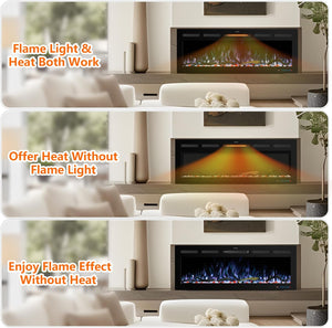 WiFi Electric Fireplace Inserts, Recessed and Wall Mounted Fireplace Heater W/Adjustable Flame Color & Brightness, Thermostat, 9H Timer, App and Remote Control, Low Noise, 750/1500W - Kentsky