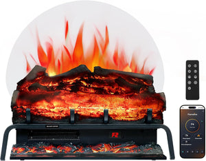 WiFi Freestanding Electric Fireplace Log Set - 9H Timer, Thermostat, 6 Flame Colors, 5 Levels Brightness & Speeds | TL23 - Kentsky