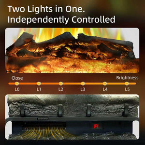 WiFi Freestanding Electric Fireplace Log Set - 9H Timer, Thermostat, 6 Flame Colors, 5 Levels Brightness & Speeds | TL23 - Kentsky