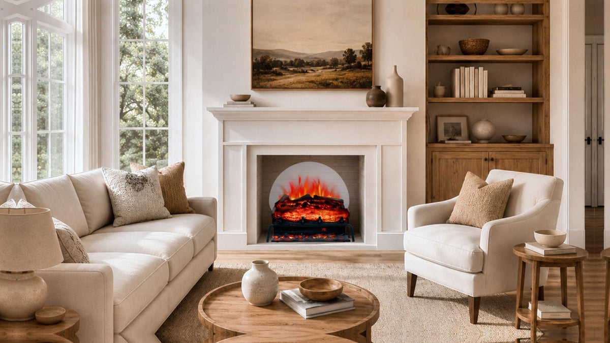 WiFi Freestanding Electric Fireplace Log Set - 9H Timer, Thermostat, 6 Flame Colors, 5 Levels Brightness & Speeds | TL23 - Kentsky