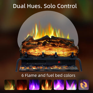 WiFi Freestanding Electric Fireplace Log Set - 9H Timer, Thermostat, 6 Flame Colors, 5 Levels Brightness & Speeds | TL23 - Kentsky