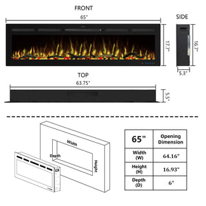 WiFi Wall - Mounted Electric Fireplace - 13 Flame Colors, App Control - Kentsky